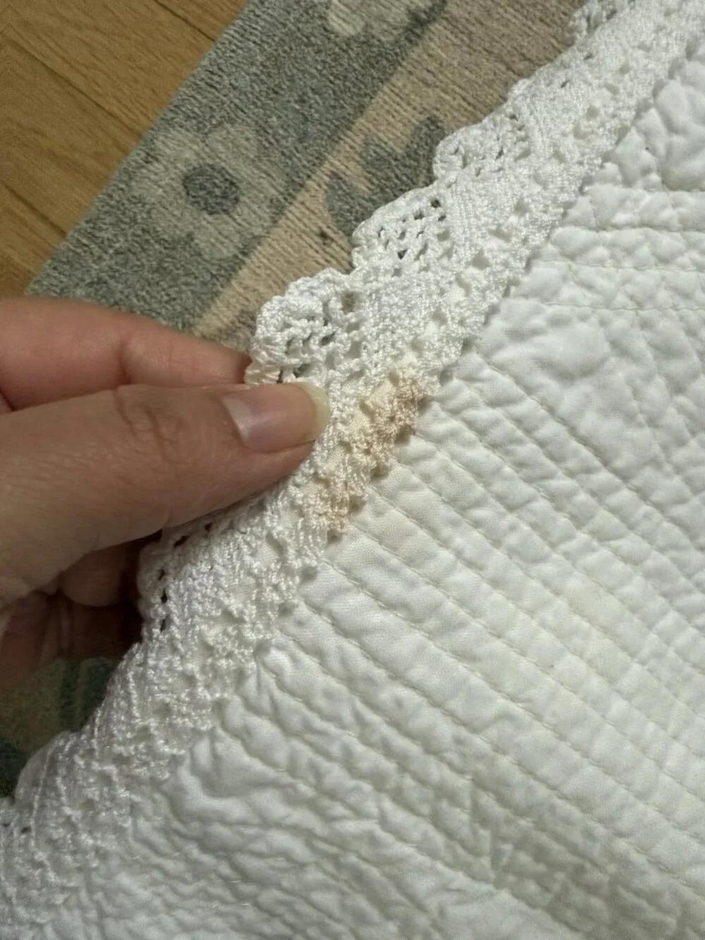 Vintage Ralph Lauren White Matelasse Crochet Quilted Large Pillow Shams 30x30